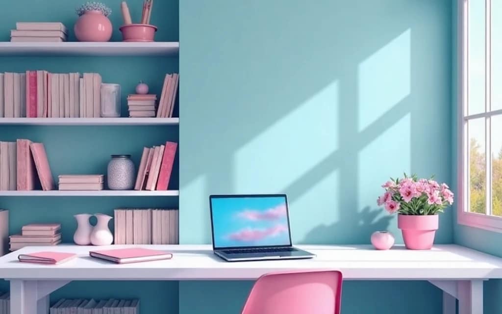 estudio de marketing digital celeste y rosa pastel